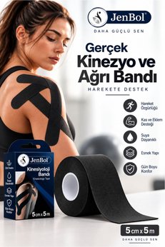 Jenbol Kinesiology Tape Ağrı Bandı 5 cm x 5 m - Siyah