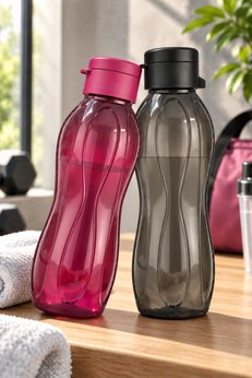HOMENIVA 2’li Eco Şişe Suluk - Pratik Kapak Matara 2x 750 ml Siyah - Mor