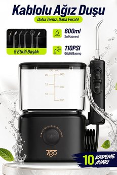 7GO 7GMF3 600 ML Ağız Duşu – 110 PSI Güçlü Su Basıncı 5 Kademeli Ayar 5 Başlık 360° Döner Uç IPX