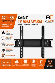 bt bayır teknoloji Tüm Markalar Ile Uyumlu Televizyon Duvar Asma Aparatı 42”-43”-55”-65”-75”-85” Inç Arası