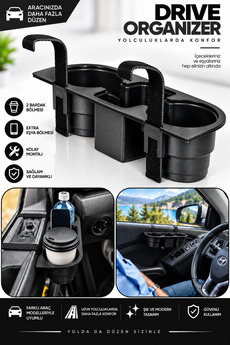 H&R PLASTİK Oto Araç Içi Bardaklık Düzenleyici Organizer Araba Bardak Tutucu Siyah Renk Seçeneği