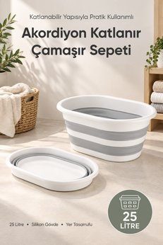 Vienev Akordiyon Katlanabilir Çamaşır Sepeti 25 Litre