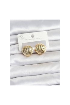 Evimdeyokyok 316L Çelik Gold Renk Deniz Kabuğu Model Kadın Küpe Tj-Bkp11865