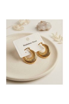Evimdeyokyok 316L Çelik Gold Renk Halka Model Küpe Tj-Bkp12021