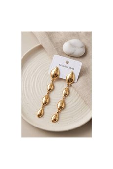 Evimdeyokyok 316L Çelik Gold Renk Yaprak Motifli Uzun Tasarım Küpe Tj-Bkp12050