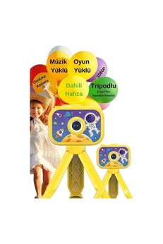 Evimdeyokyok Dijital Fotoğraf Makinesi Çocuk Mini 1080P Hd Kamera Selfie Tripotlu Ön Arka Kamera