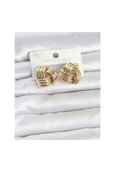 Evimdeyokyok 316L Çelik Gold Renk Sarmal Model Kadın Küpe Tj-Bkp11867