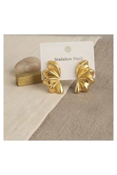 Evimdeyokyok 316L Çelik Gold Renk Vintage 3D Dalgalı Model Küpe Tj-Bkp12038