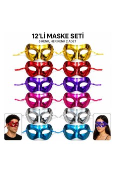 Evimdeyokyok 1239Li Metalik Venedik Parti Maskesi Seti – 6 Renk Karışık