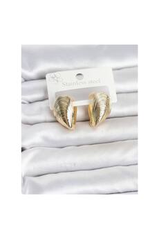 Evimdeyokyok 316L Çelik Gold Renk Midye Model Kadın Küpe Tj-Bkp11863