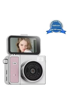 Evimdeyokyok 2K Mini Dijital Retro Video Kamera Flaşlı Dijital Vlog Mini Fotoğraf Makinesi Türkçe Menü Pembe
