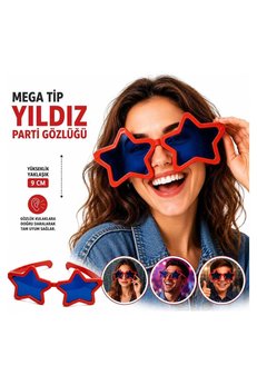 Evimdeyokyok Mega Tip Yıldız Parti Gözlüğü Kırmızı Renk