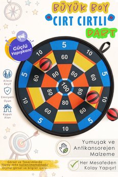 Hsport Büyük Boy Cırt Cırtlı Dart Seti 38cm Güvenli Yapışkanlı Top Atma Hedef Oyunu Eğitici Oyuncak