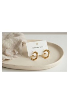 Evimdeyokyok 316L Çelik Gold Renk Vintage Kıvrımlı Halka Model Küpe Tj-Bkp12054