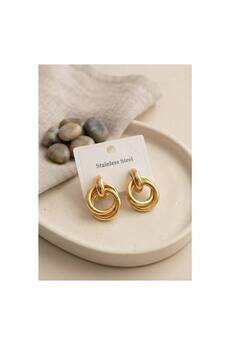 Evimdeyokyok 316L Çelik Gold Renk Halka Model Küpe Tj-Bkp12023