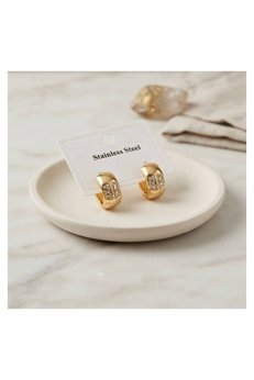Evimdeyokyok 316L Çelik Gold Renk Kalın Halka Tasarım Model Küpe Tj-Bkp12042