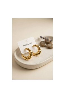 Evimdeyokyok 316L Çelik Gold Renk Retro Model Kalın Gövdeli Küpe Tj-Bkp12049