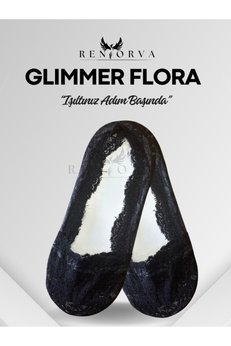 Renorva Glimmer Flora - Şık Dantel Detaylı, Görünmez Babet Ve Loafer Çorabı