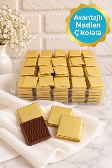 belchocolate Altın Sargılı Sütlü Madlen 100 Adet İkramlık Çikolata