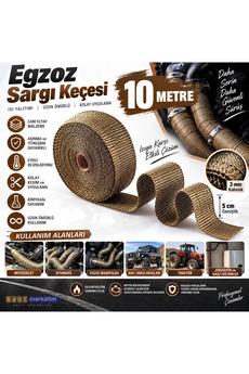Evimdeyokyok Egzoz Yanmaz Sargı Keçesi Egzoz Sargı Bandı Yanmaz Sargı Keçesi 10 Metre Kahverengi