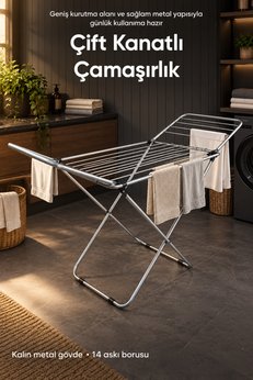 Vienev Katlanabilir Kanatlı Metal Çamaşır Kurutmalık 176 cm Geniş Alanlı Ev Balkon Tipi Dayanıklı Model