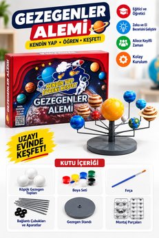 Hobialem Güneş Sistemi Modeli Gezegen Sistemi Boya Fırça Eğitici Maket Deney Seti Plastik