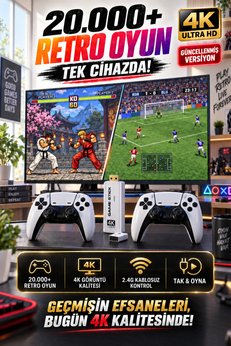 Zineets 20000 Pro Klasik Oyunlu Kablosuz Atari Retro Oyun Konsolu Ps5 Görünümlü Game Stick Nostalji