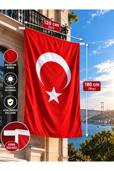 AKYILDIZ store Türk Bayrağı 120x180 cm – Parlak Raşel Kumaş Kenar Dikiş