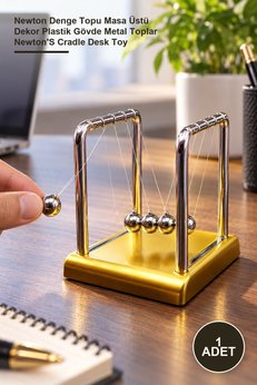 Yenilig 1 Adet Küçük Altın Renk Balans – Newton Denge Topu Masa Üstü Dekor Plastik Gövde Metal Toplar Newton'S Cradle Desk Toy