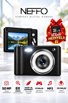 NEFFO Dijital Kamera | 50 MP 8x Zoom Hafif Kompakt Fotoğraf Makinesi