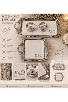 2Ddesign Söz Nişan Tepsi Takımı ve Kişiye Özel Harf İşlemeli Tepsi Örtüsü ve Kahve Tepsisi Mendili Ürünler Komple Çeliktir Plastik Tepsilerle Karıştırmayınız.