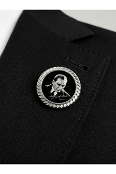 YÖRÜK TASARIM Atatürk Gümüş Kaplama / Damla Mineli Yaka Rozeti