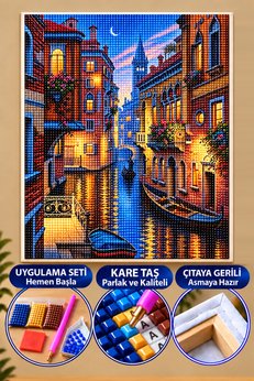 HONDEP 5d Elmas Boyama Mozaik Tablo Tuvale Gerili 40x50 Cm Venedik-2 Puzzle Tuval Seti