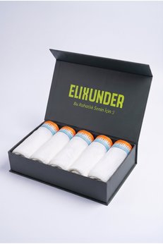 Elixunder 5'li Beyaz Renk Saf Pamuklu Erkek Boxer Premium Mıknatıslı Kutulu