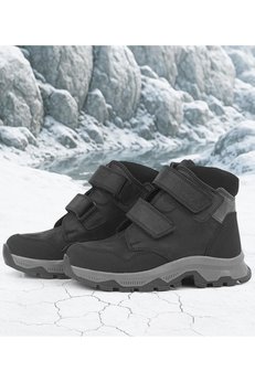 Ortopedikal Rakerplus 8053-Sng Siyah Trekking % 100 Hakiki Deri Cırtlı Kürklü Erkek Çocuk Bot