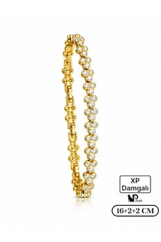 POKAK Xupıng Jewelry Yonca Çiçek Su Yolu Serisi Zirkon Taşlı Vip Kuyumcu İşçiliği Bileklik- 16cm+2cm+2cm
