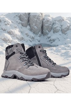 Ortopedikal Rakerplus 9608-Grs Gri Trekking % 100 Hakiki Deri Kürklü Erkek Çocuk Bot