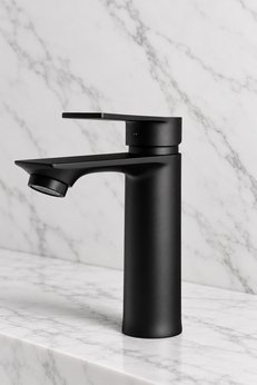 KUSTAR Lüks Siyah Sabit Aç Kapa Kısa Lavabo Bataryası – Su Tasarruflu Dayanıklı Modern Tasarım