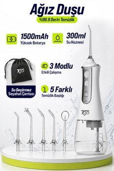 7GO 7GMF1 Şarjlı Ağız Duşu – 300ml Su Haznesi 5 Başlıklı IPX6 Su Geçirmez Diş Temiz