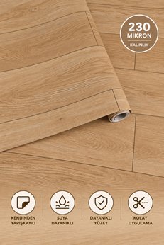 Deconitte Kendinden Yapışkanlı Parke Desen PVC Zemin Kaplama Folyo Suya Dayanıklı Ahşap Görünümlü Yer Döşeme 60cmX100cm