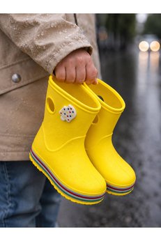 PLN SHOES Sarı Koko Çocuk Yağmur Çizmesi Tabanı Renkli Sargılı Su Geçirmez