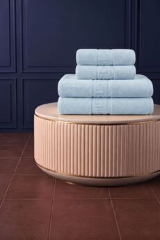 Anılsan 4'lü Mavi Greek Havlu Set %100Pamuk - 2 Adet El Havlusu 50x90 ve 2 Adet Banyo Havlusu 70x140
