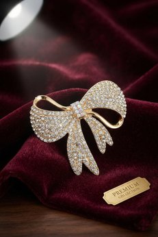 Evimdeyokyok Gold Renk Zirkon Taşlı Fiyonk Model Broş Tj-Br501