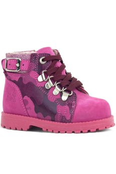 Ortopedikal Rakerplus Griffon 8028-Pk Pembe Kamuflaj % 100 Deri Fermuarlı Kız Bebek Çocuk Bot