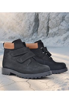 Ortopedikal Rakerplus Neson 9055-Sn Siyah Nubuk % 100 Hakiki Deri Cırtlı Unisex Bebek Çocuk Bot