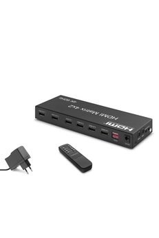 Evimdeyokyok Hdmi Matrix Switch Edıd Ses Çıkışlı Kumandalı 4K 60 Hz 4 Giriş 2 Çıkış Siyah Hdx1334