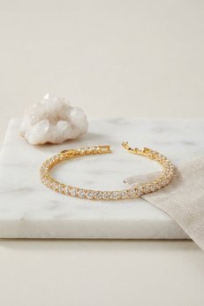 Evimdeyokyok Pirinç Gold Renk Zirkon Taşlı Su Yolu Kadın Bileklik Tj-Bb8899