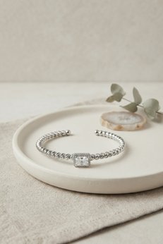 Evimdeyokyok Gümüş Renk Dorika Model Kare Zirkon Taşlı Kadın Bileklik Tj-Bb8859