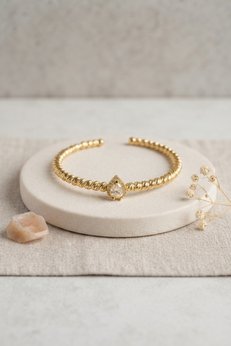 Evimdeyokyok Gold Renk Dorika Model Damla Zirkon Taşlı Kadın Bileklik Tj-Bb8856
