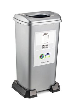Kartem Sıfır Atık Çöp Kovası 70 Li̇tre Gri̇ Metal Atık